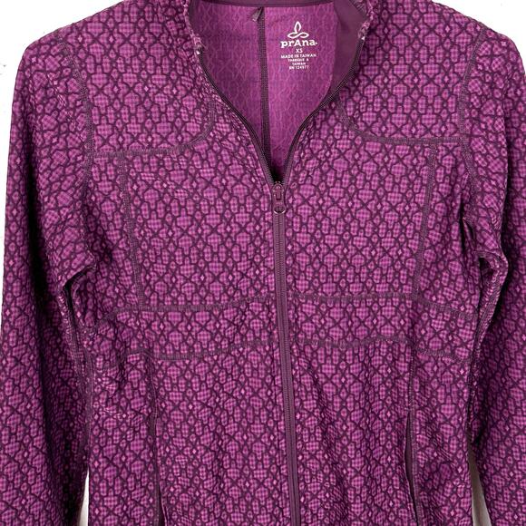 Prana Womens Grape Jacquard Stretch Polyester Nylon Purple Full Zip Size XS - Picture 7 of 10